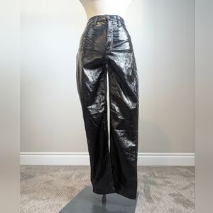 Gap NWOT Black Coated High Rise Pants Vinyl Look Rave Glossy Wetlook Goth